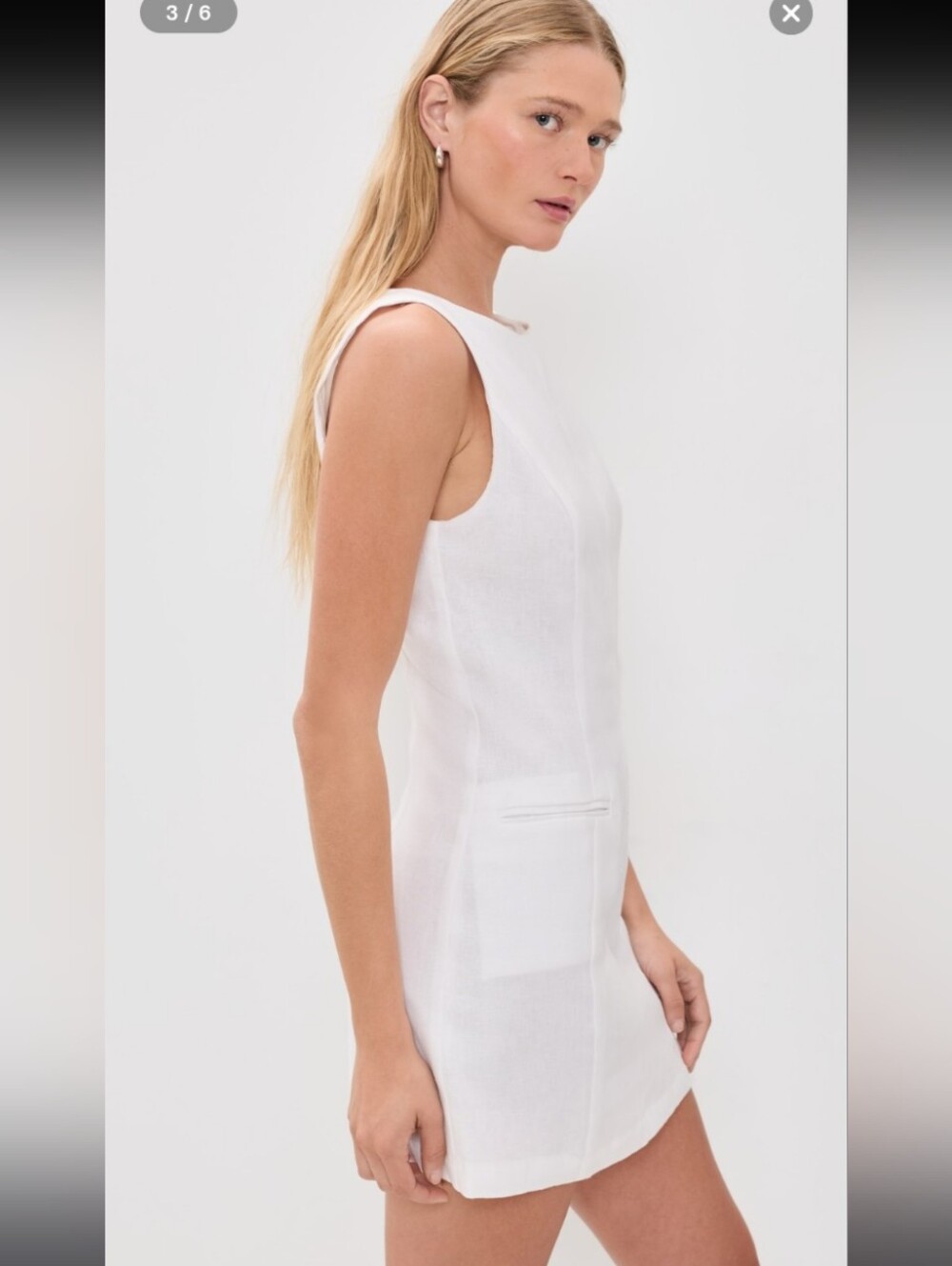 Reformation  Citron White Sleeveless Mini linen  Dress - Picture 5 of 9